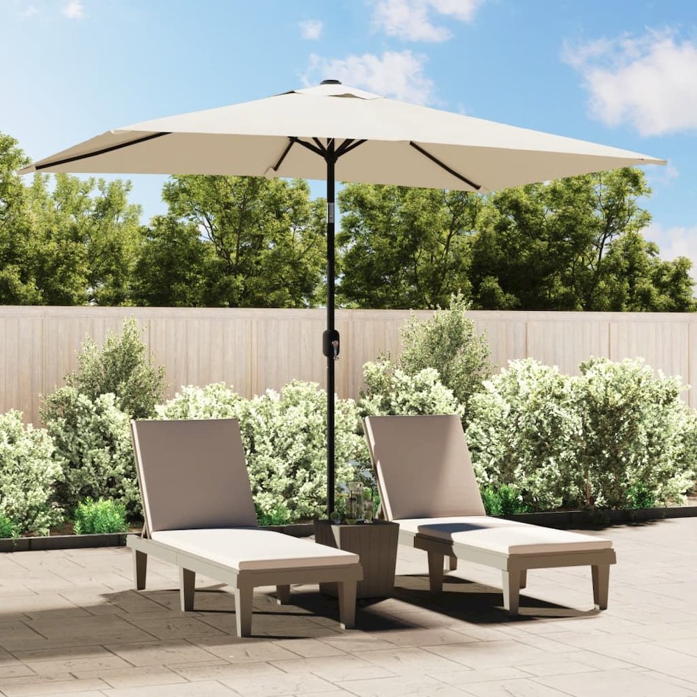 Garden Parasol Sandy White 100% Polyester, Steel 78.7 x 118.1 in. Picture 1