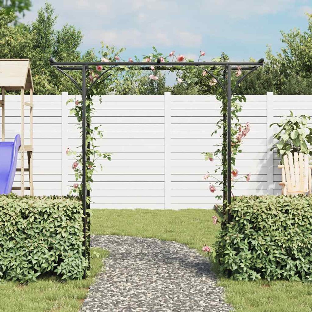 Garden Arch Black Iron 78.7 x 20.5 x 80.3 in Durable. Picture 3