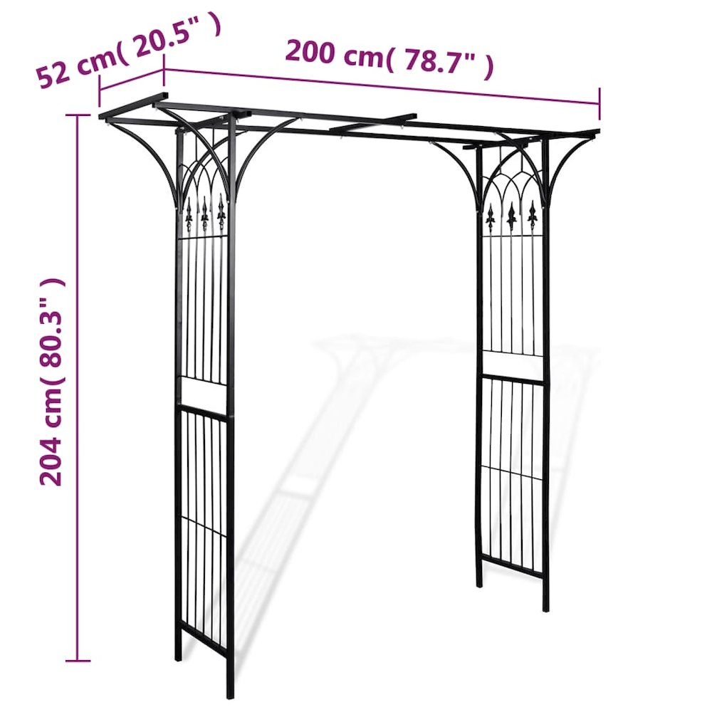 Garden Arch Black Iron 78.7 x 20.5 x 80.3 in Durable. Picture 6