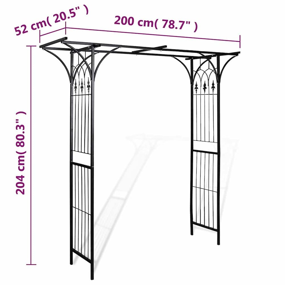 Garden Arch Black Iron 78.7 x 20.5 x 80.3 in Durable. Picture 7