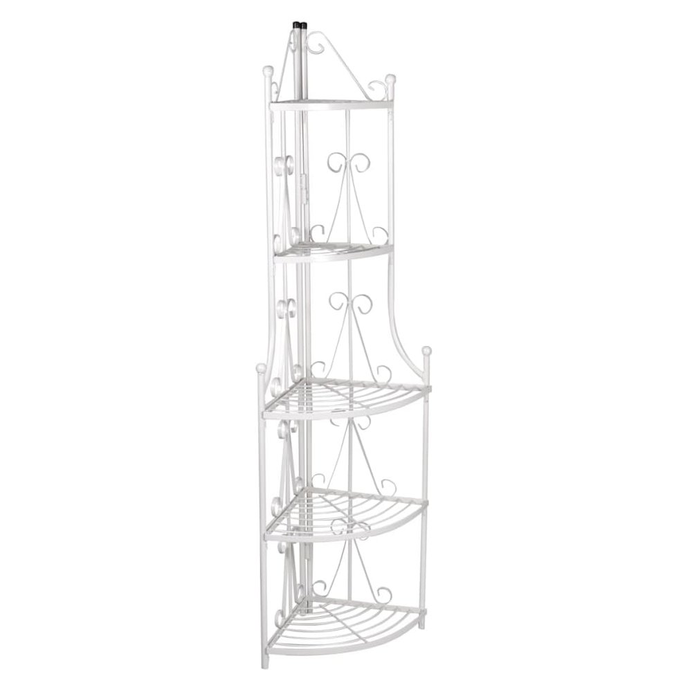 Plant Stand White Steel 5-tier Durable Plant Rack Triangular. Picture 2