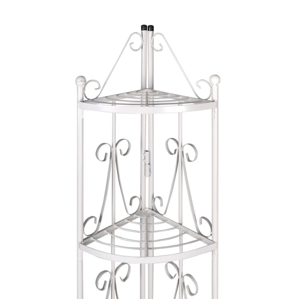Plant Stand White Steel 5-tier Durable Plant Rack Triangular. Picture 3