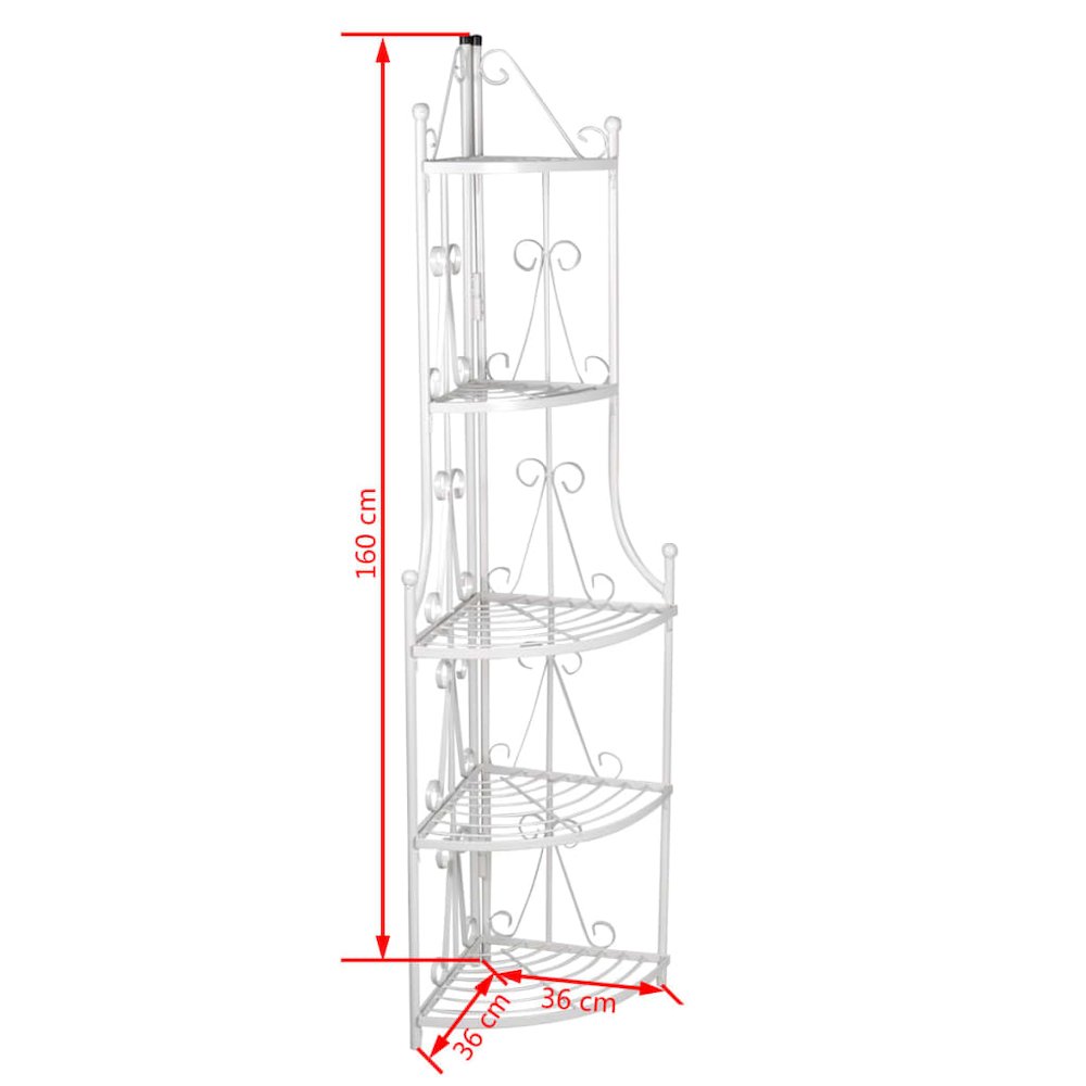 Plant Stand White Steel 5-tier Durable Plant Rack Triangular. Picture 4