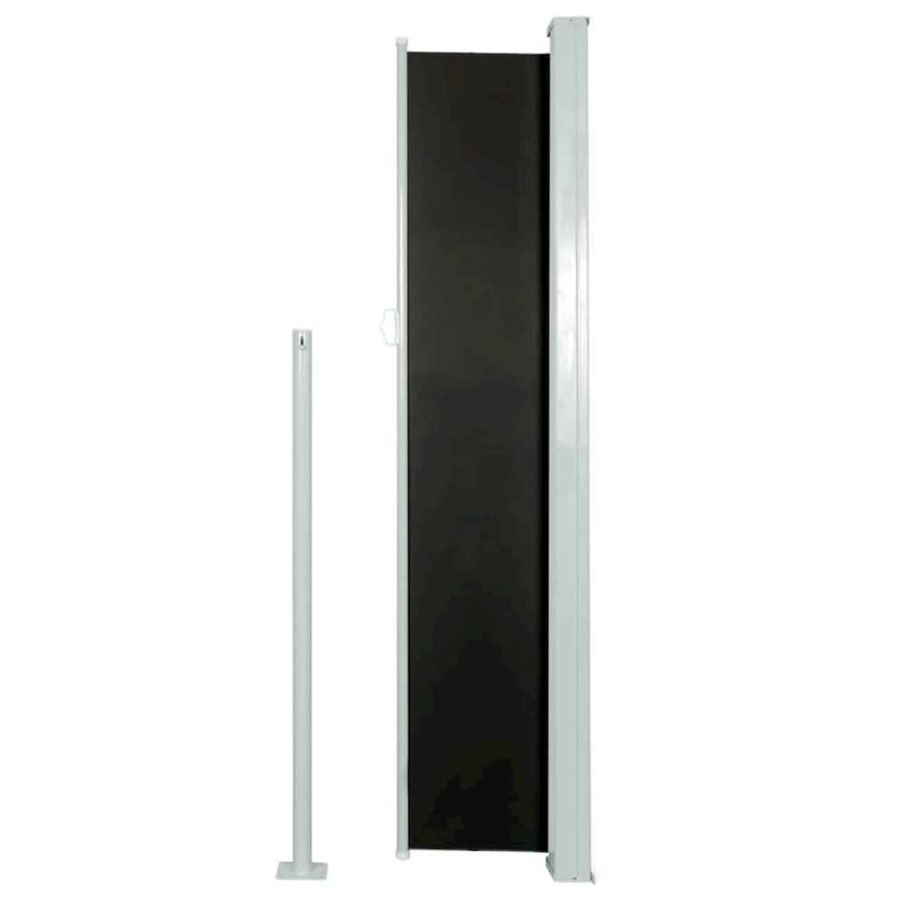 Side Awning Black Steel 63 x 118.1 in Retractable Patio Awning. Picture 4