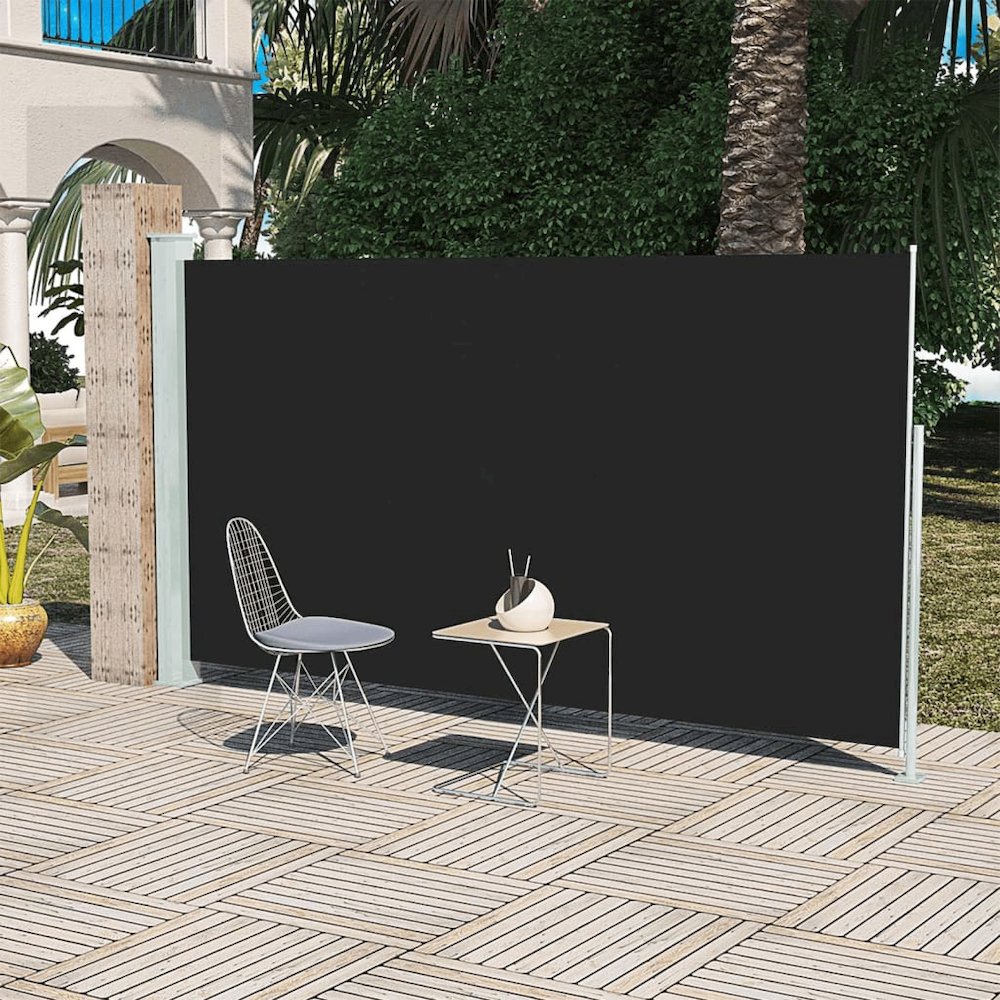 Side Awning Black Steel 63 x 118.1 in Retractable Patio Awning. Picture 1