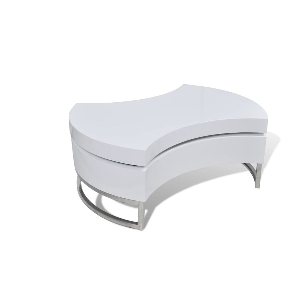 Coffee Table High gloss white MDF, Stainless Steel Compact. Picture 2