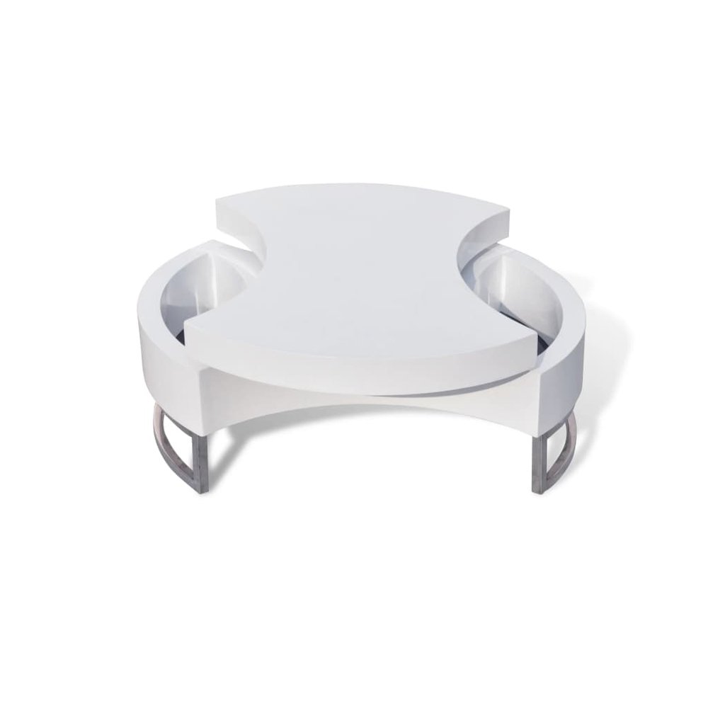 Coffee Table High gloss white MDF, Stainless Steel Compact. Picture 3