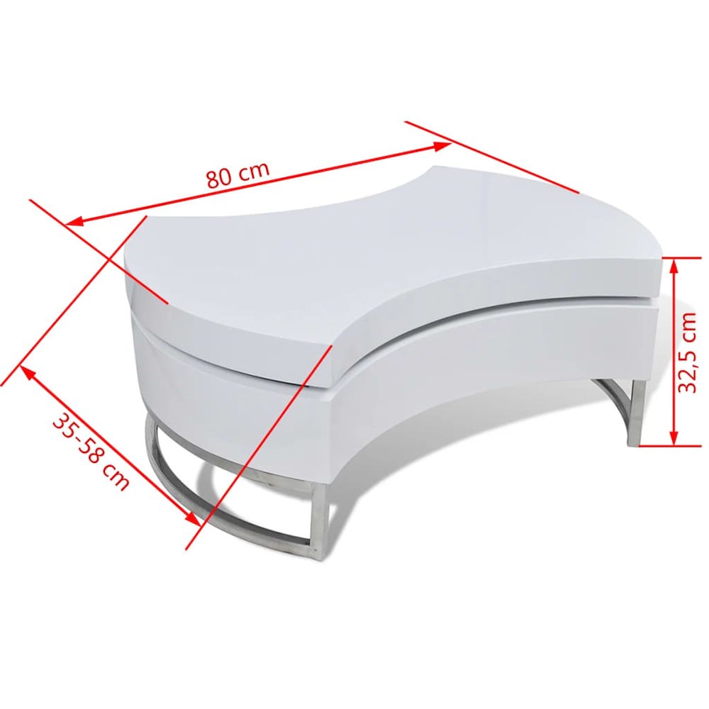 Coffee Table High gloss white MDF, Stainless Steel Compact. Picture 6