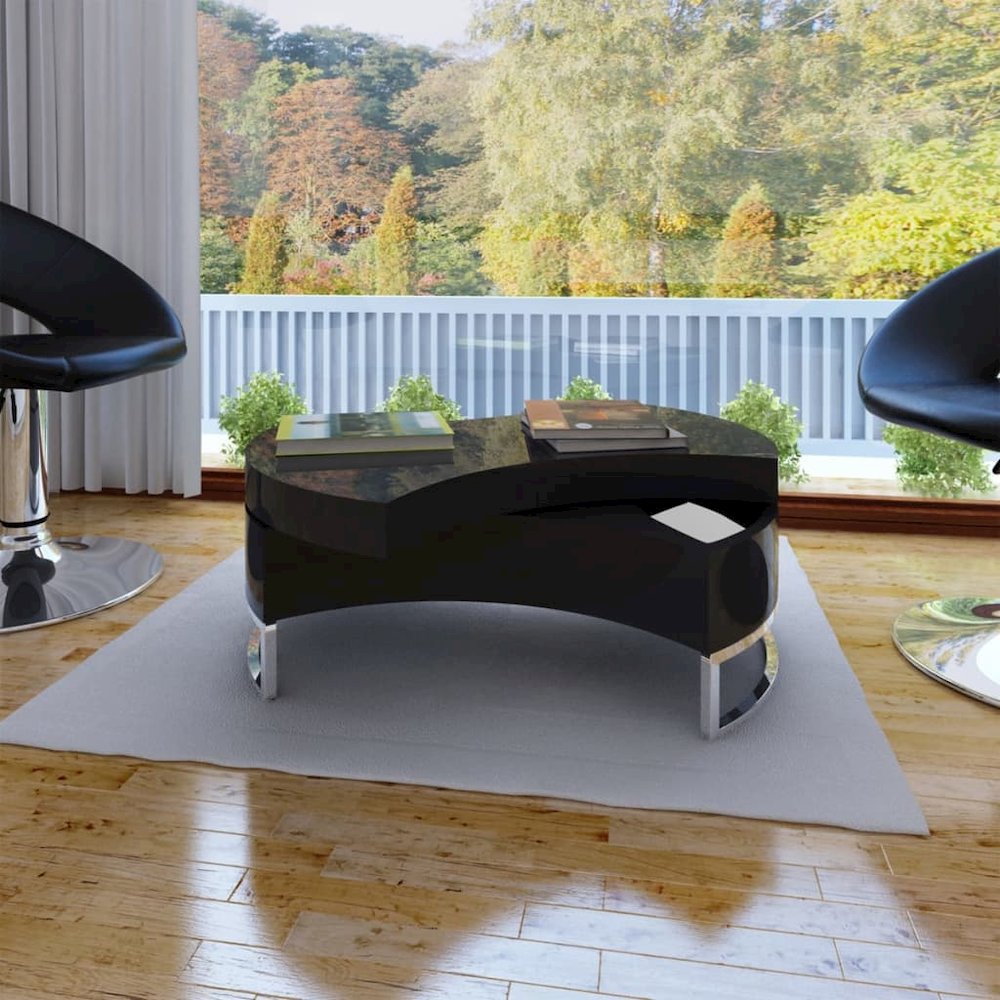 Coffee Table High gloss black MDF and Stainless Steel. Picture 1