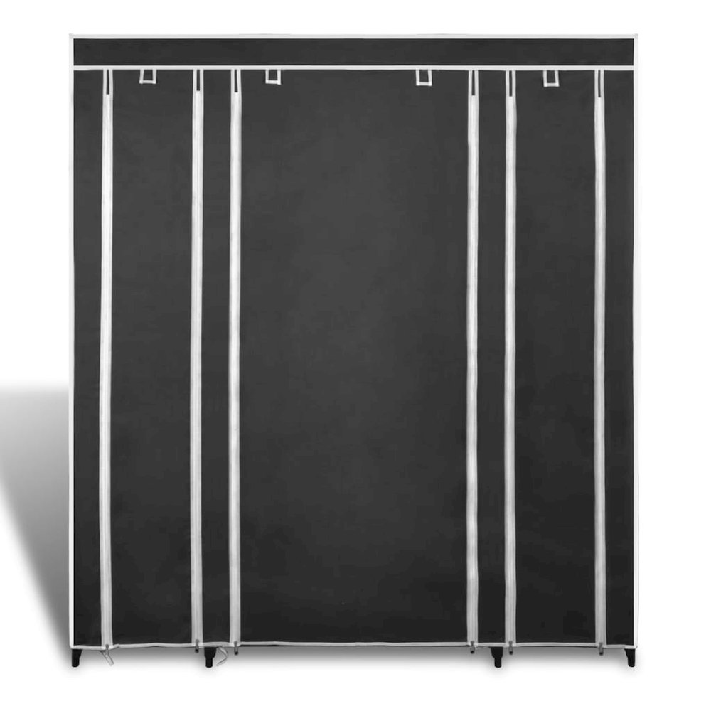 Cabinet Black Non-woven Fabric, Iron Collapsible Fabric Wardrobe. Picture 2