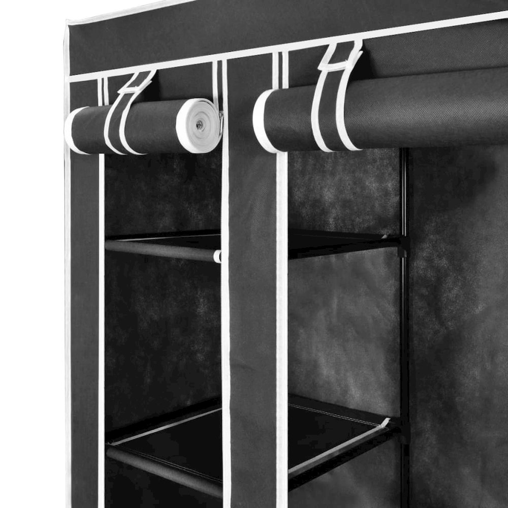 Cabinet Black Non-woven Fabric, Iron Collapsible Fabric Wardrobe. Picture 4