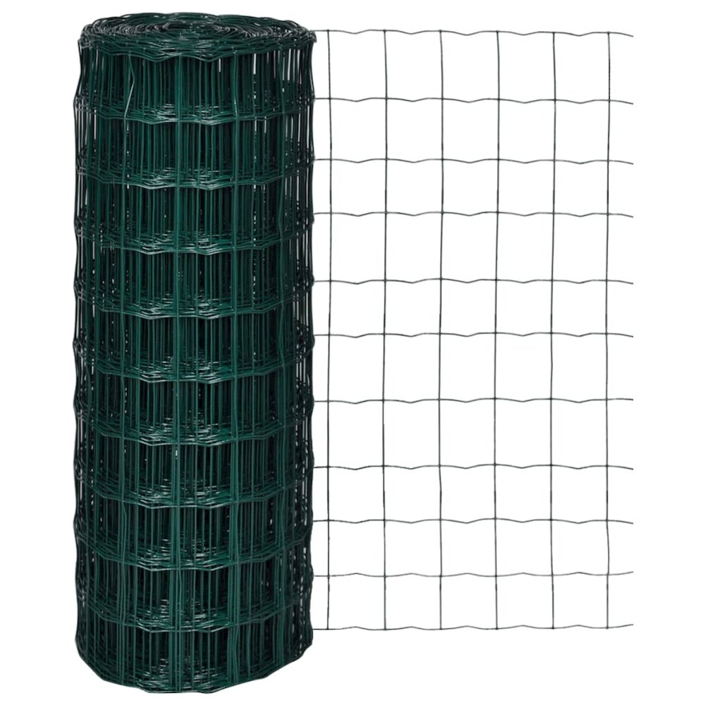 vidaXL Euro Fence Steel 32.8ft x 3.3ft Green, 140573. Picture 1