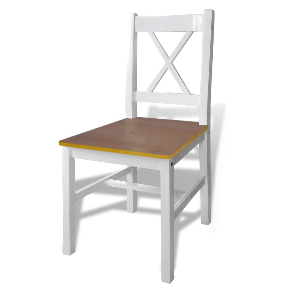 Dining Set Brown and White Pine wood Large Durable Dining Set. Picture 4