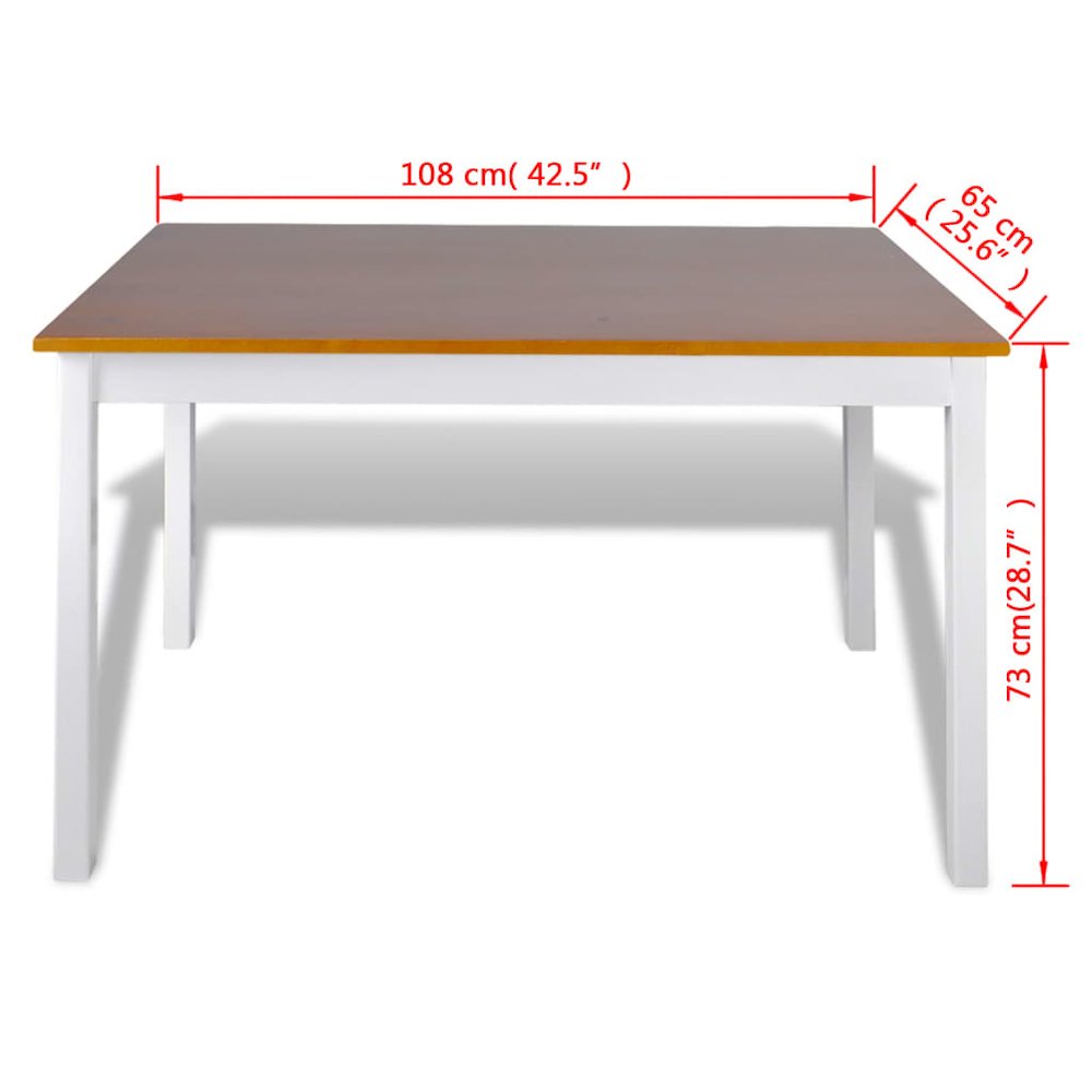 Dining Set Brown and White Pine wood Large Durable Dining Set. Picture 5