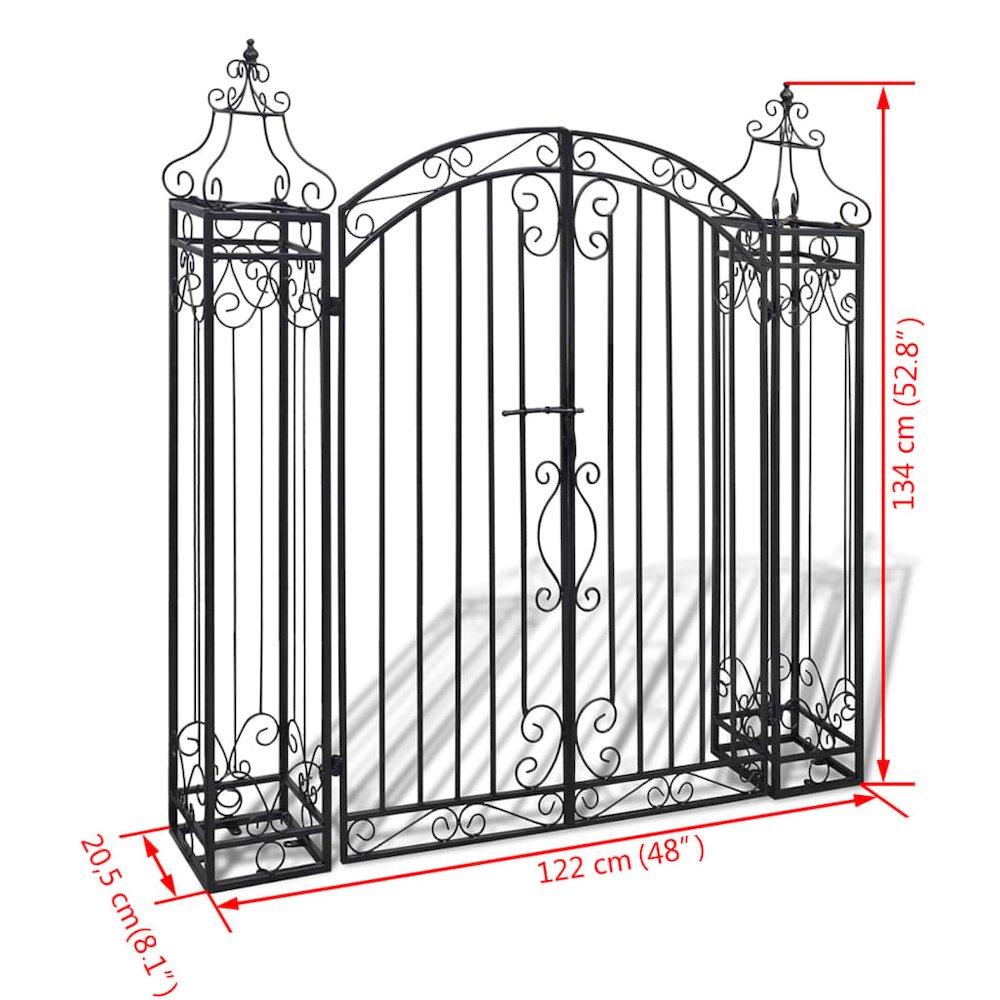 vidaXL Ornamental Garden Gate Wrought Iron 4'x8"x4' 5", 40905. Picture 5