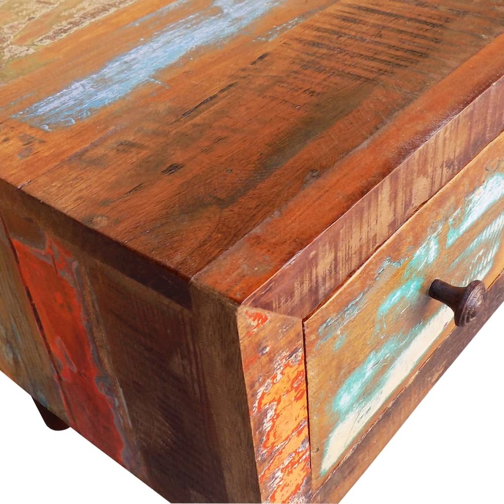 Coffee Table Multicolor Reclaimed solid wood Small Rectangular. Picture 8