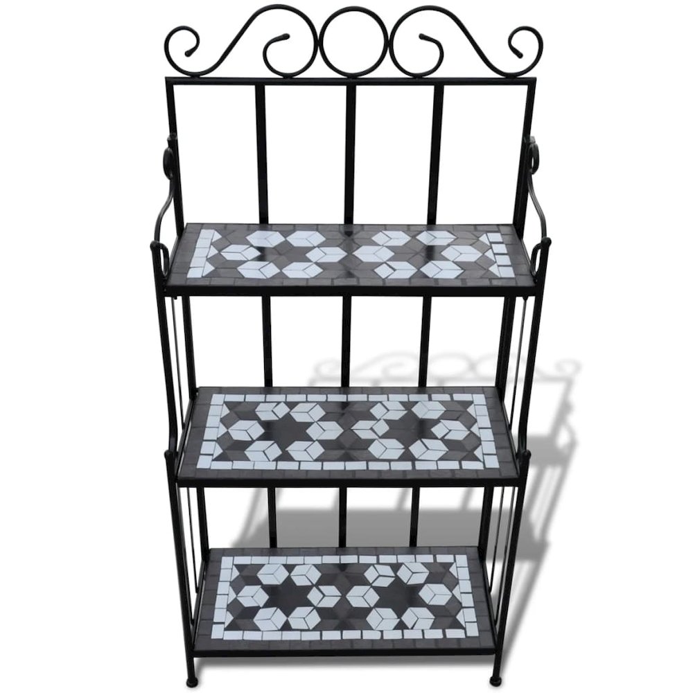 Plant Stand Black and White Iron and Ceramic Large. Picture 2