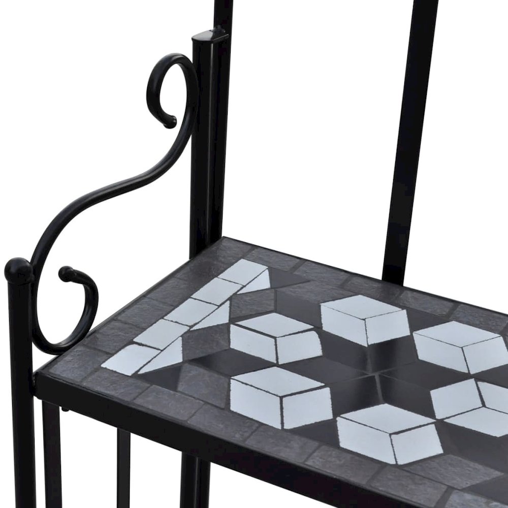 Plant Stand Black and White Iron and Ceramic Large. Picture 3