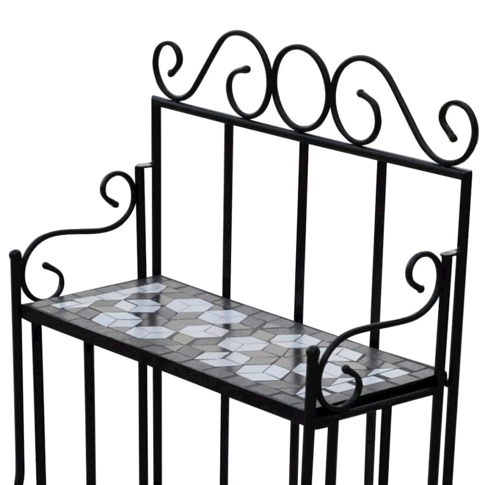 Plant Stand Black and White Iron and Ceramic Large. Picture 4