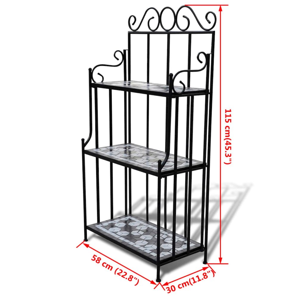 Plant Stand Black and White Iron and Ceramic Large. Picture 5