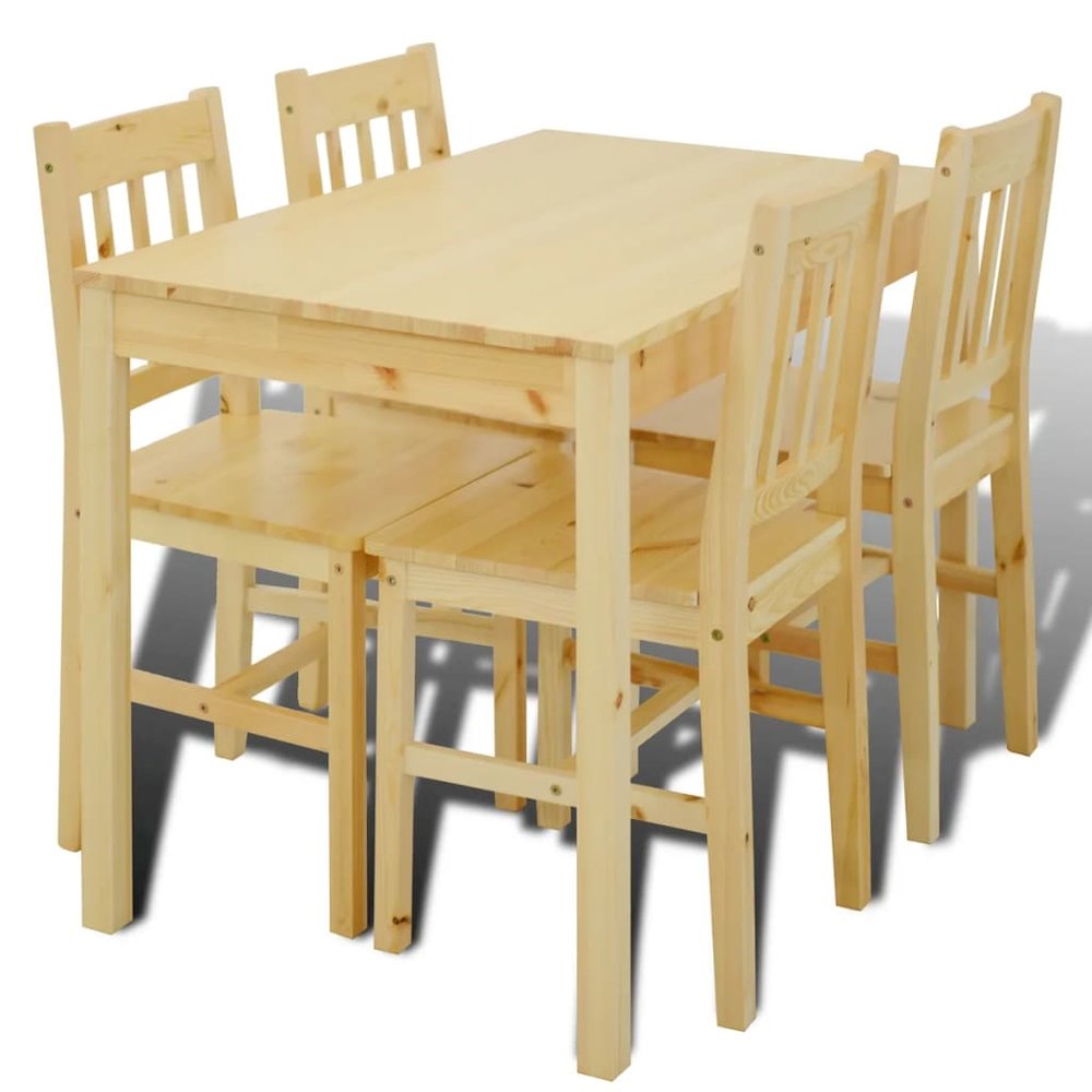 Dining Table and Chairs Natural Pine wood 5 Pieces Durable. Picture 2