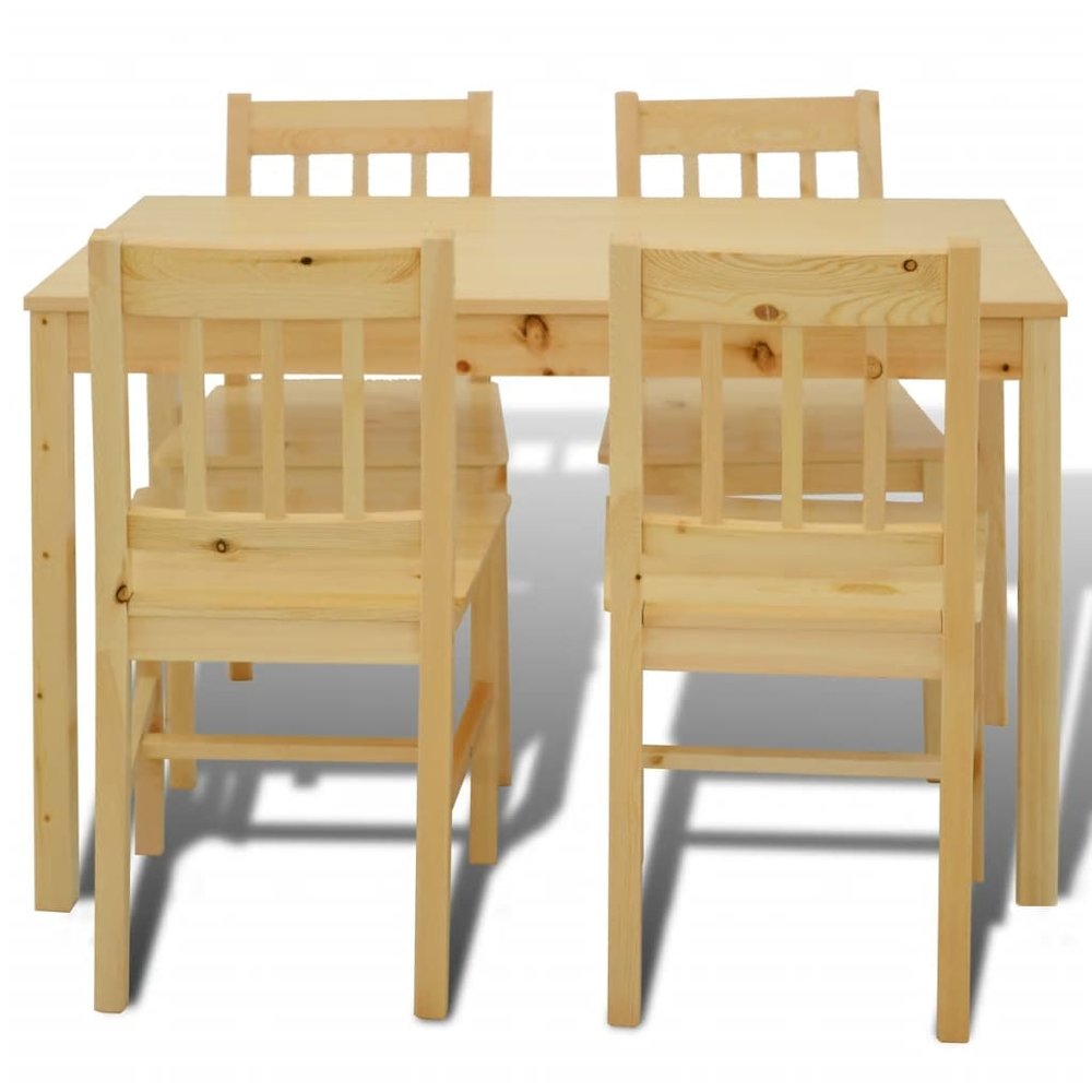 Dining Table and Chairs Natural Pine wood 5 Pieces Durable. Picture 3