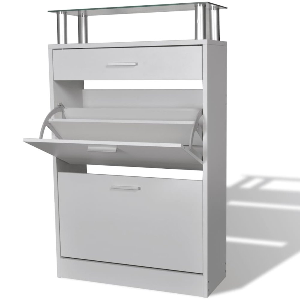 Shoe Cabinet White Engineered Wood Medium Shoe Cabinet. Picture 1