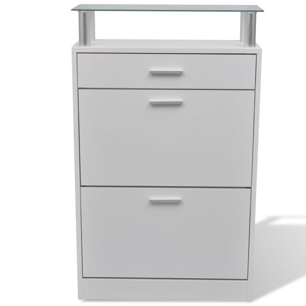 Shoe Cabinet White Engineered Wood Medium Shoe Cabinet. Picture 3