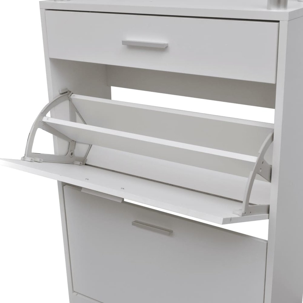 Shoe Cabinet White Engineered Wood Medium Shoe Cabinet. Picture 4
