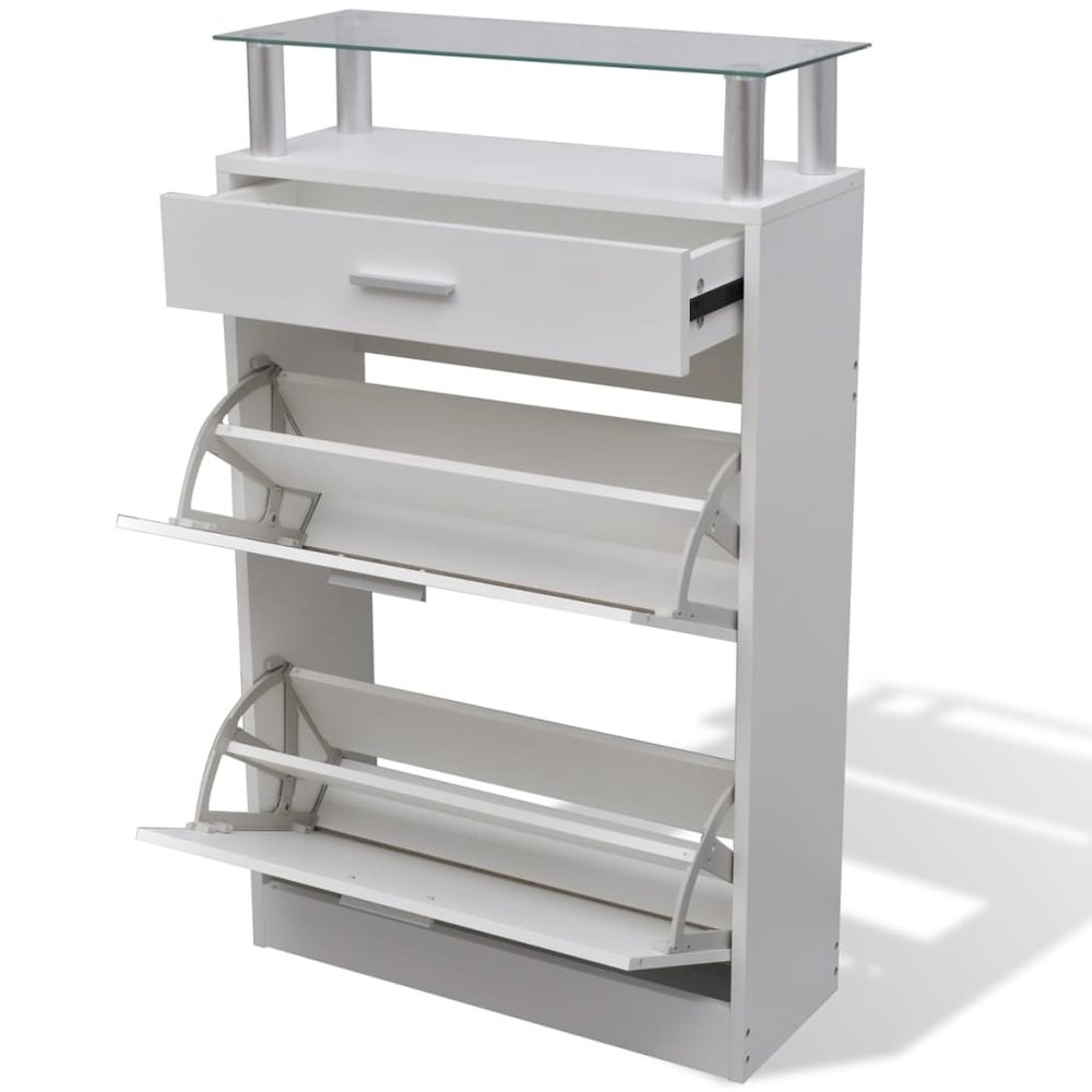 Shoe Cabinet White Engineered Wood Medium Shoe Cabinet. Picture 6