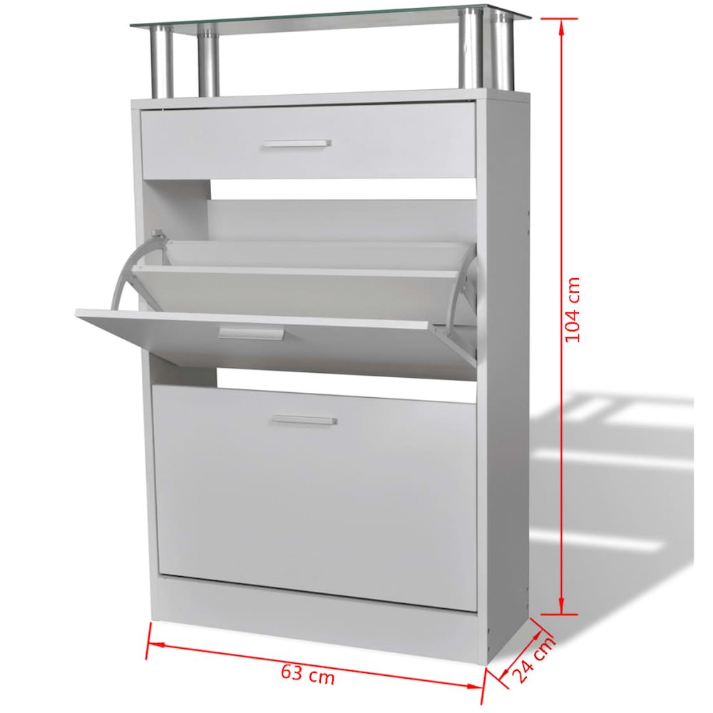Shoe Cabinet White Engineered Wood Medium Shoe Cabinet. Picture 7