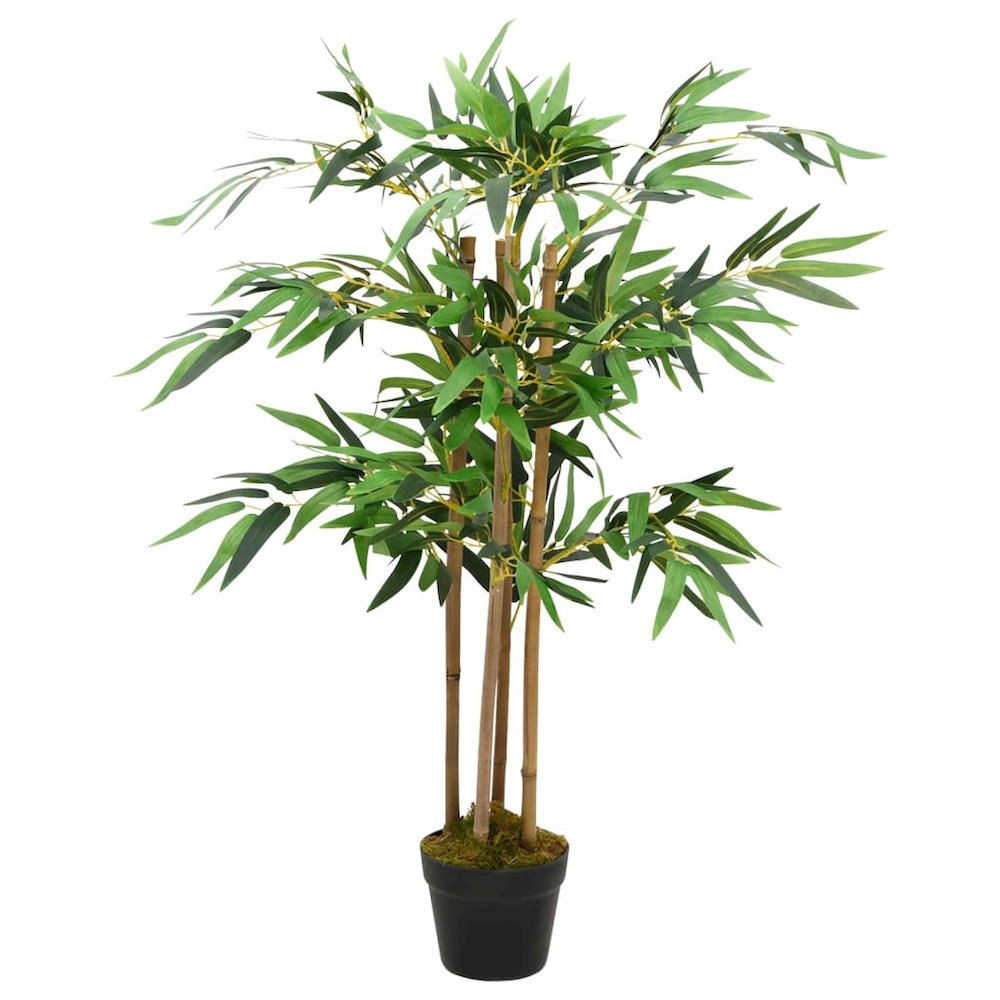 Artificial Plant Green, Brown Real Bamboo, Polyester, Plastic, Iron. Picture 1
