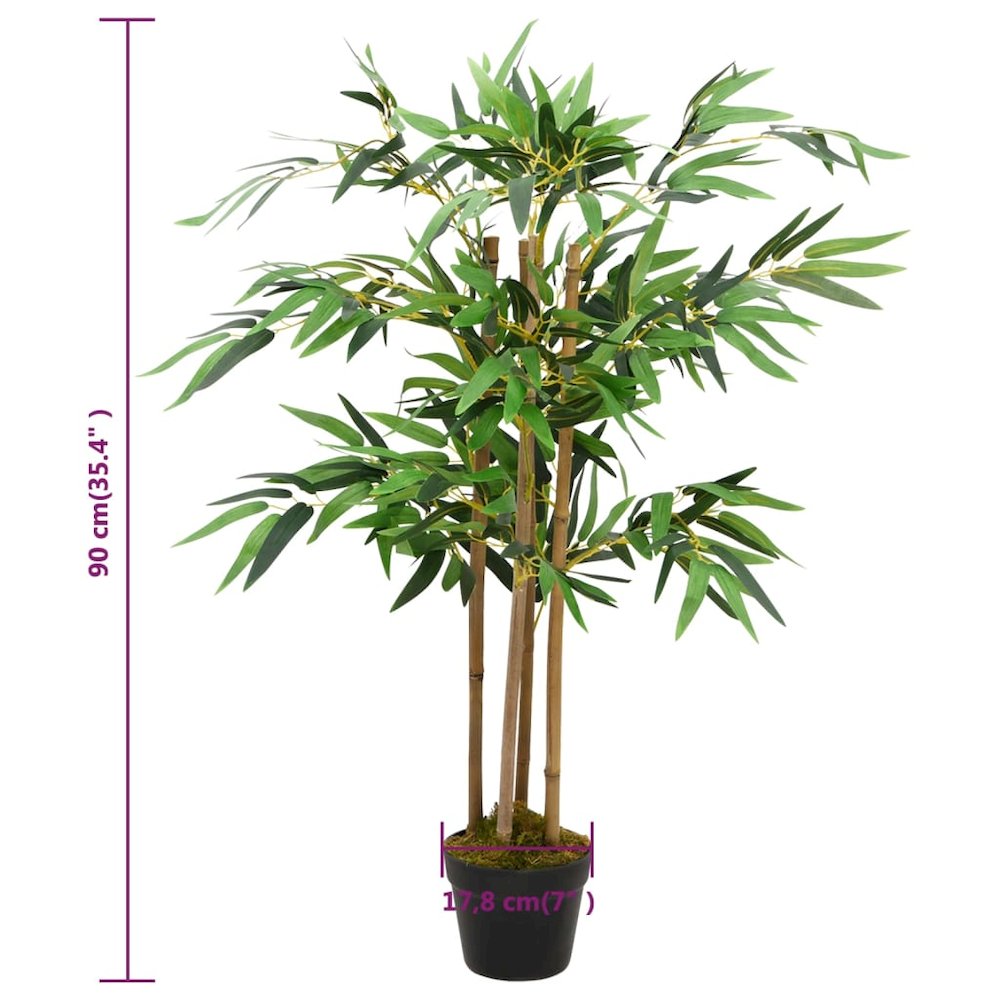 Artificial Plant Green, Brown Real Bamboo, Polyester, Plastic, Iron. Picture 5