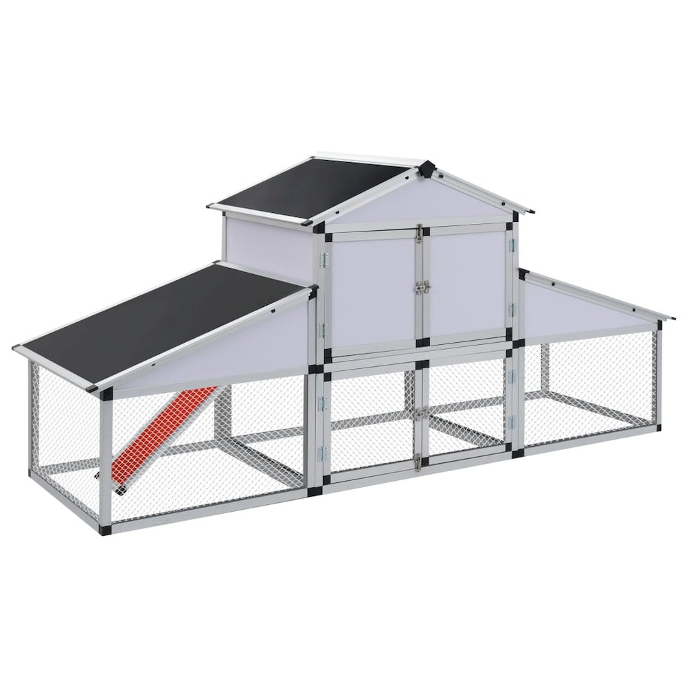 Chicken Coop Silver, Black Aluminum, Iron wire mesh, MDF Large. Picture 1