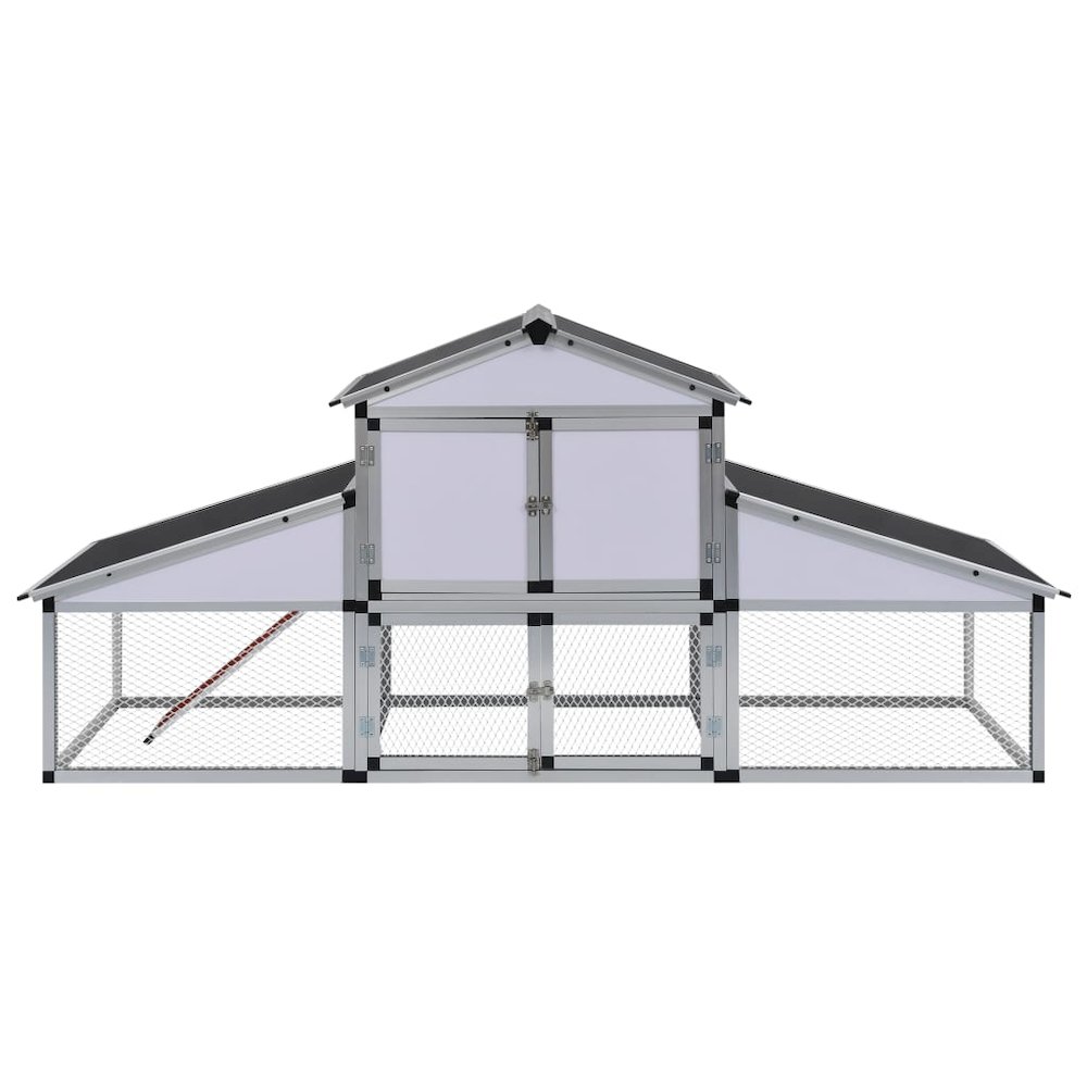 Chicken Coop Silver, Black Aluminum, Iron wire mesh, MDF Large. Picture 2
