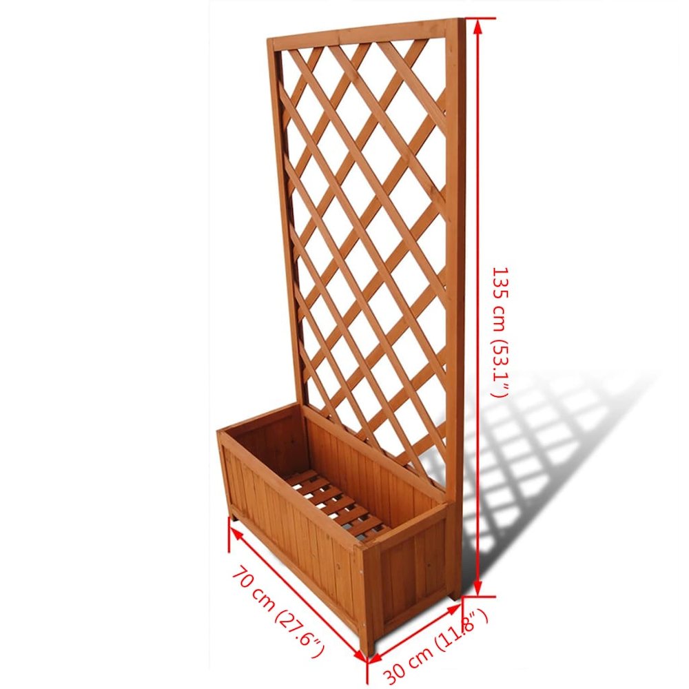 Planter Brown Solid wood 27.6 x 11.8 x 53.1 in Planters. Picture 5