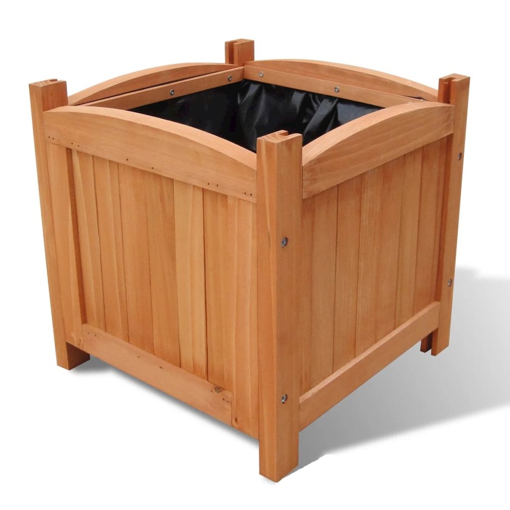 Raised Bed Set of 2 Natural Wood Solid wood 11.8 x 11.8 in. Picture 2