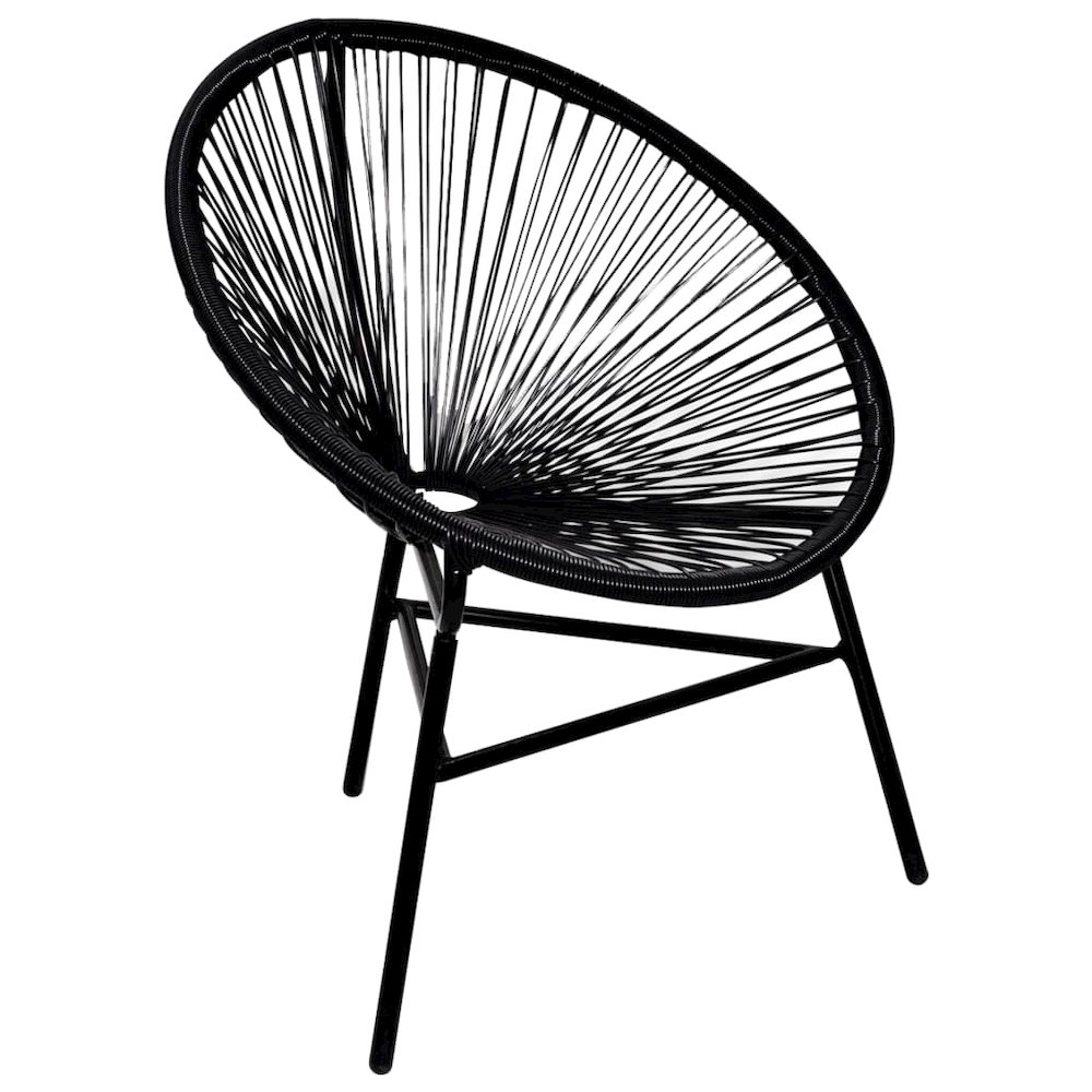 Chair Black Poly Rattan Standard Durable Chair Oval. Picture 1