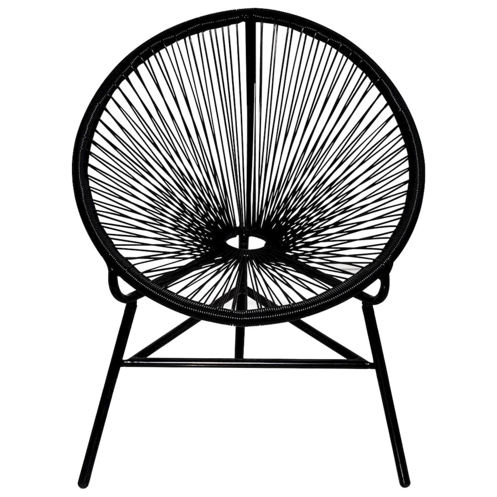 Chair Black Poly Rattan Standard Durable Chair Oval. Picture 2