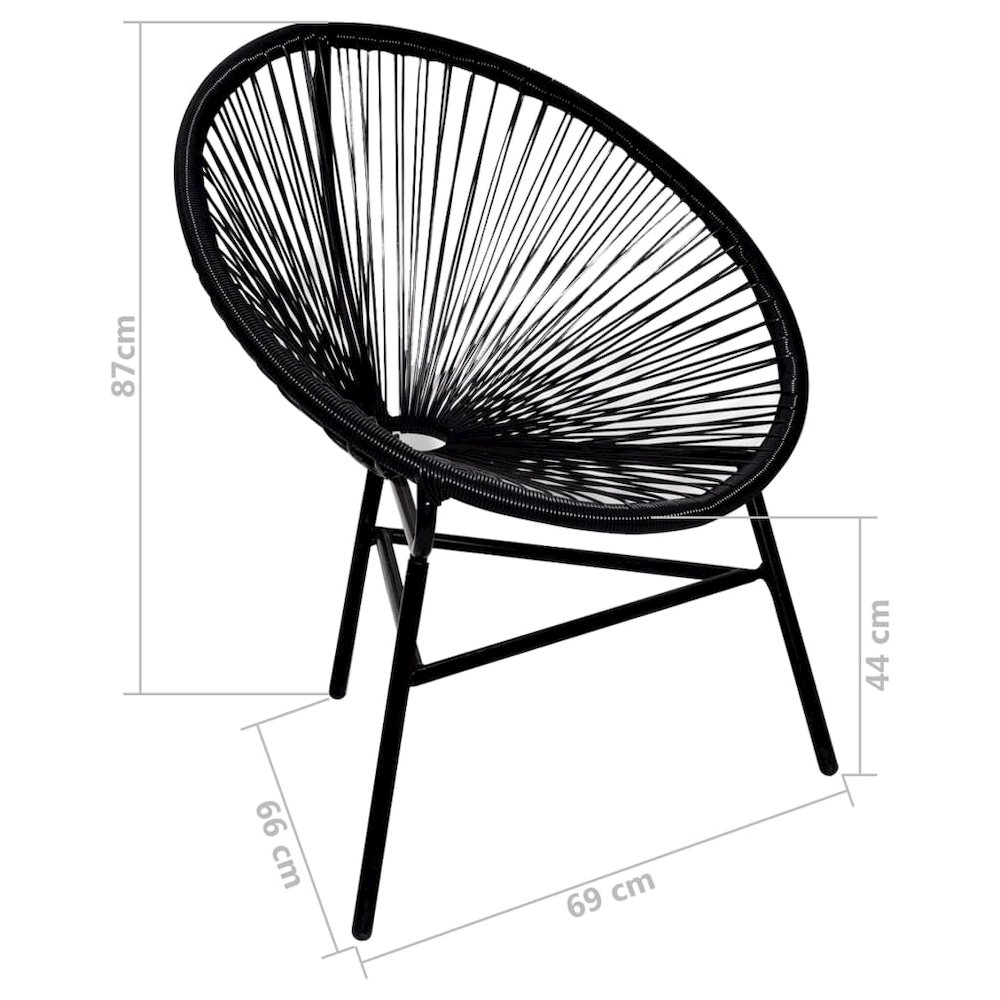 Chair Black Poly Rattan Standard Durable Chair Oval. Picture 4