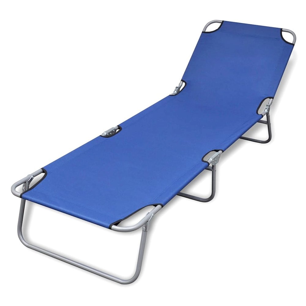 Sun Lounger Blue Powder-coated Steel Frame, Polyester Fabric. Picture 1