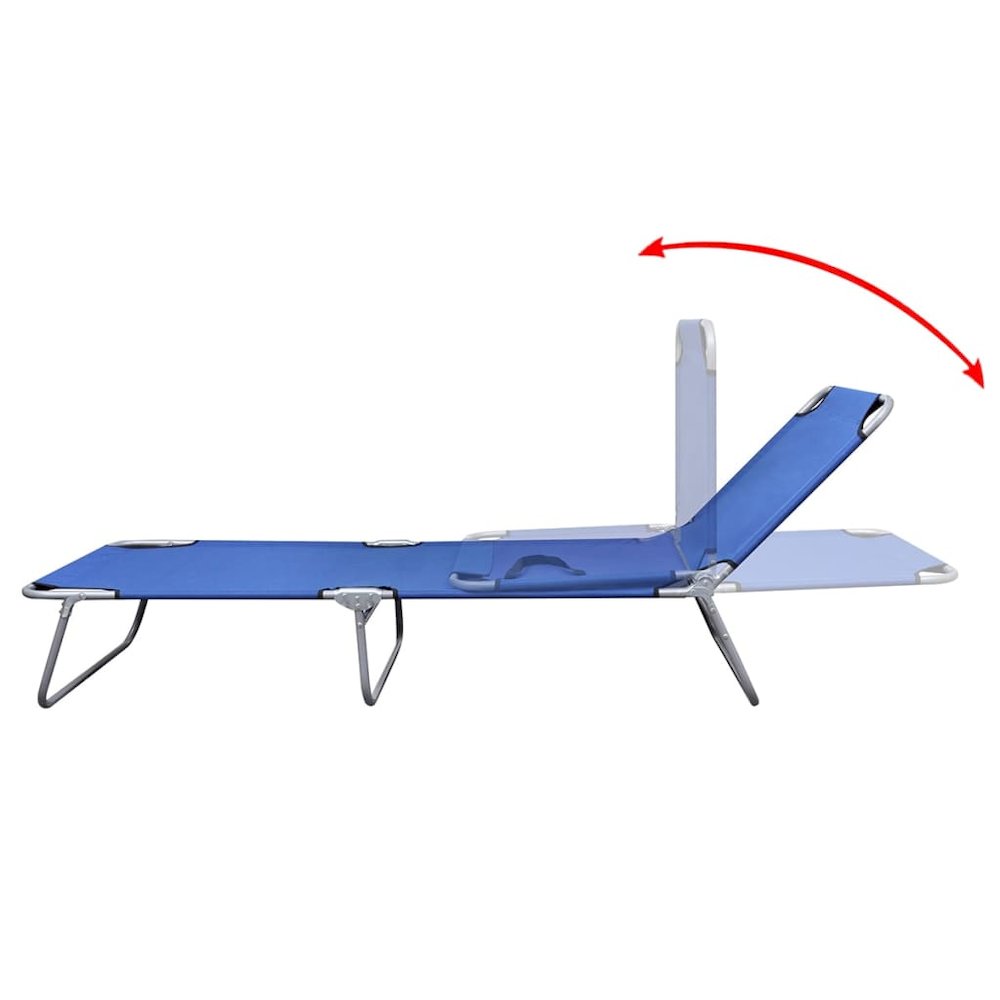 Sun Lounger Blue Powder-coated Steel Frame, Polyester Fabric. Picture 3
