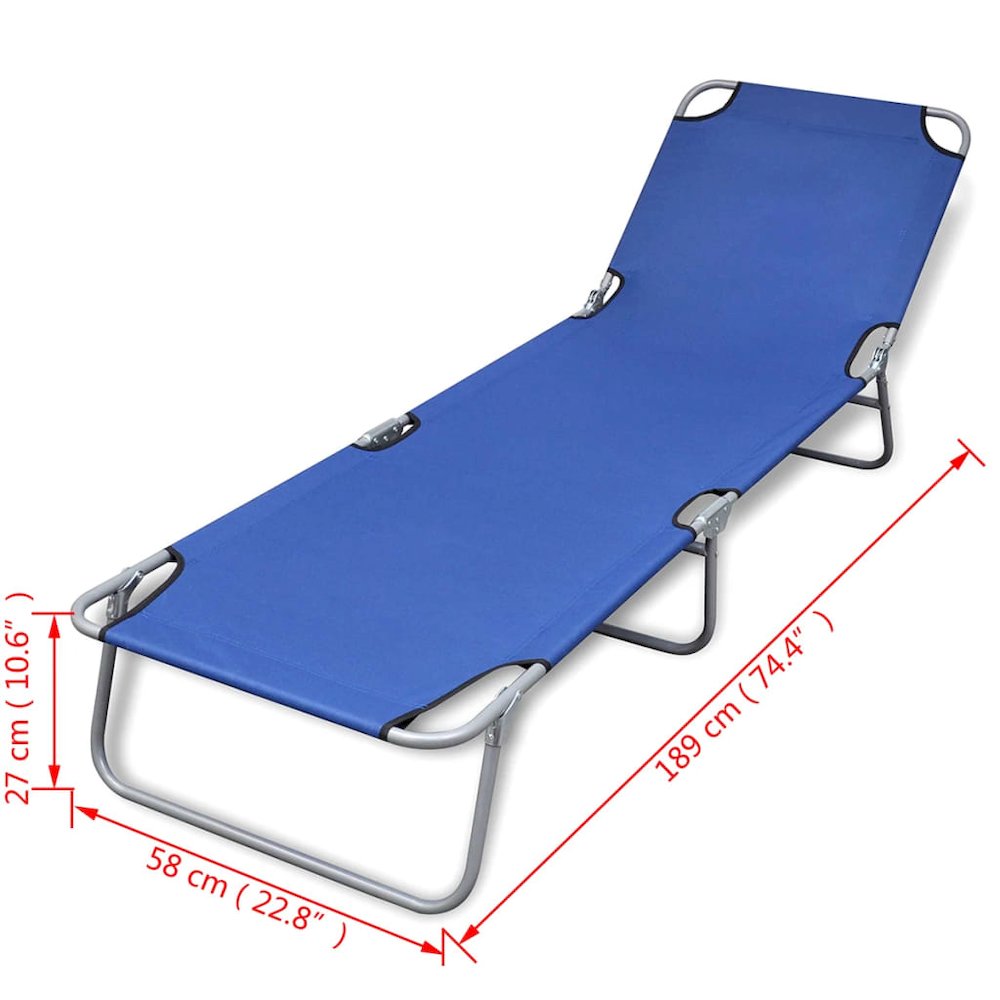 Sun Lounger Blue Powder-coated Steel Frame, Polyester Fabric. Picture 6