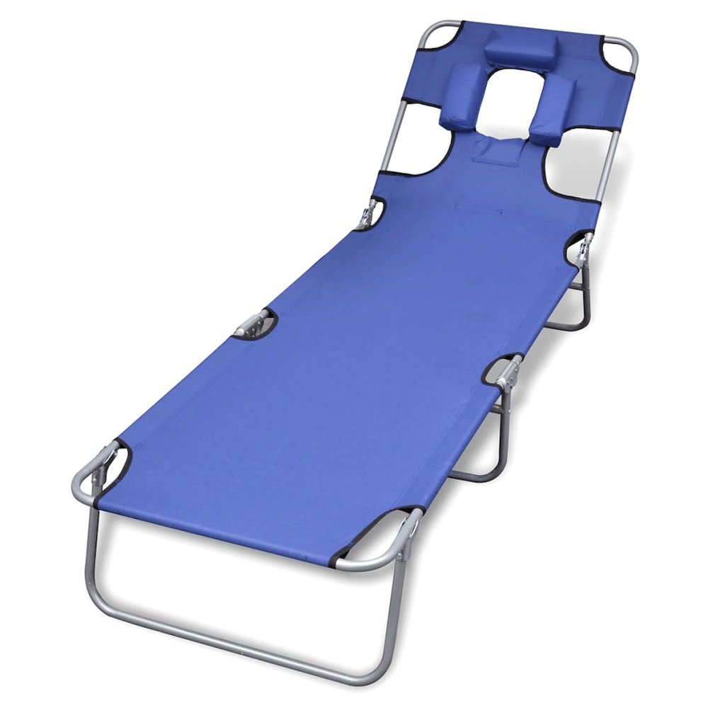 Sun Lounger Blue Powder-coated steel, Polyester. Picture 1