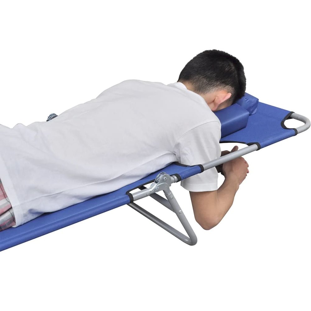 Sun Lounger Blue Powder-coated steel, Polyester. Picture 4