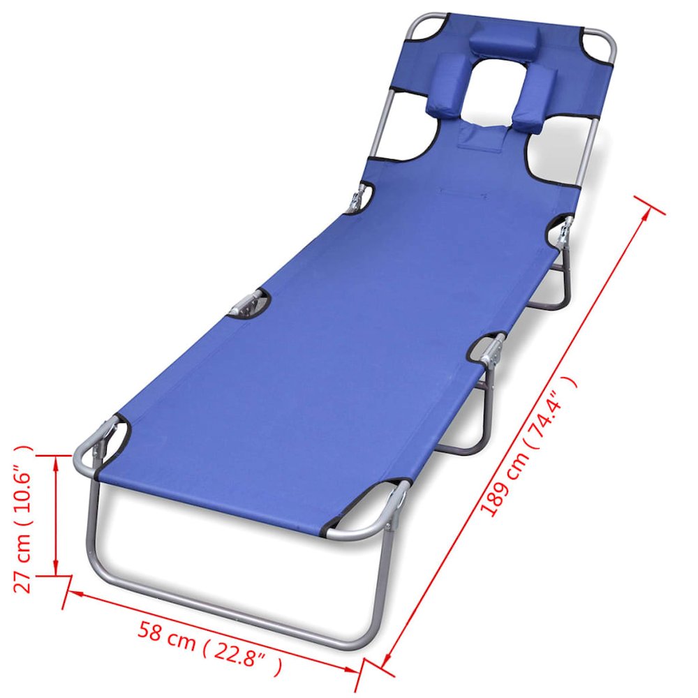 Sun Lounger Blue Powder-coated steel, Polyester. Picture 7
