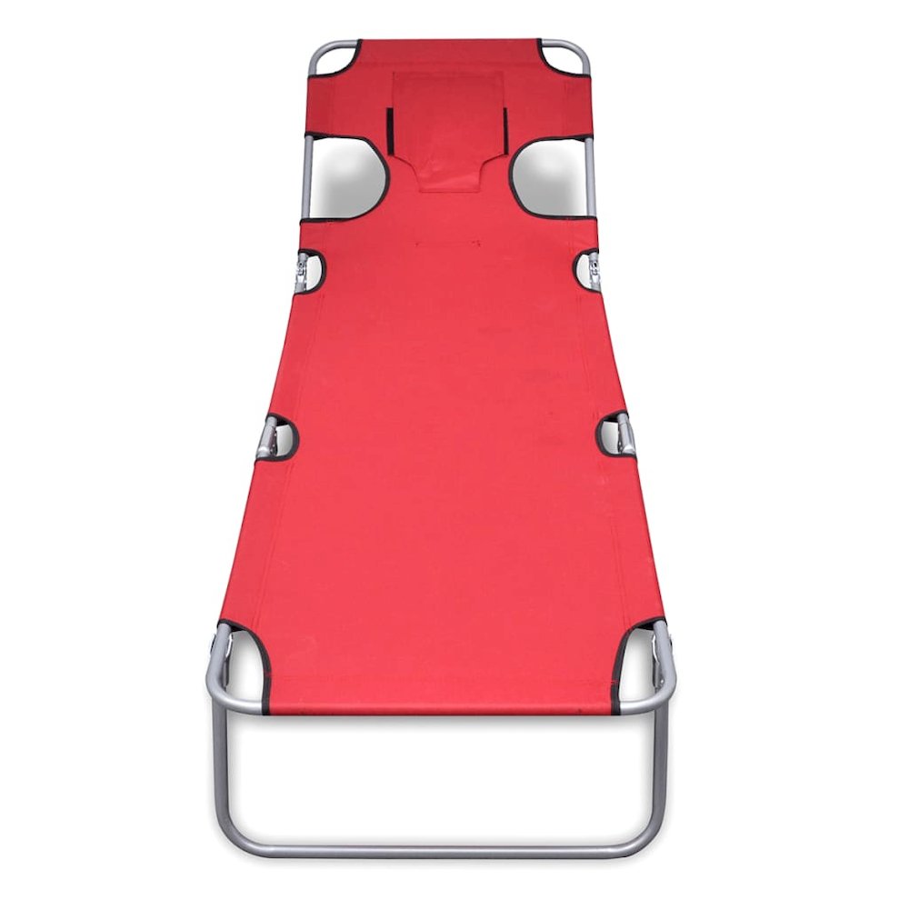 Sun Lounger Red Powder-coated steel frame, Polyester fabric Large. Picture 2