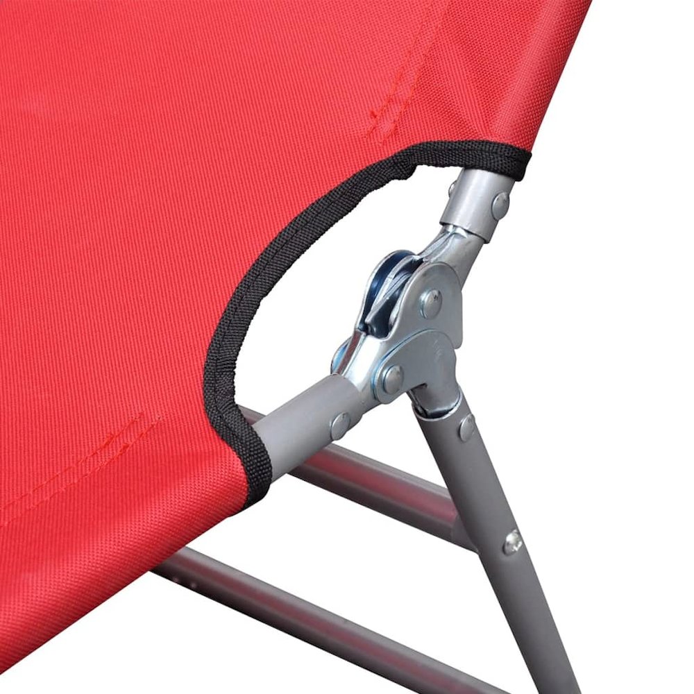 Sun Lounger Red Powder-coated steel frame, Polyester fabric Large. Picture 5