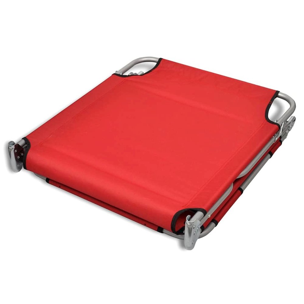 Sun Lounger Red Powder-coated steel frame, Polyester fabric Large. Picture 6