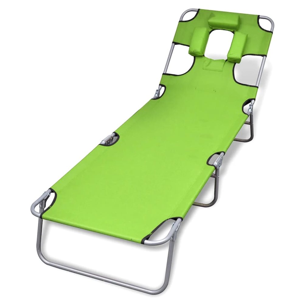Sun Lounger Apple Green Polyester Large Foldable Sun Lounger. Picture 1